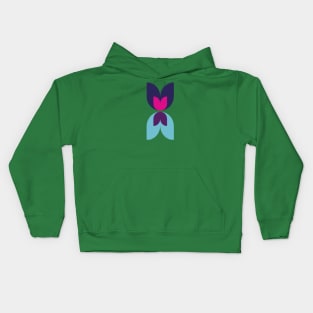 Geometric Tulip Petal in Navy Pink Kids Hoodie